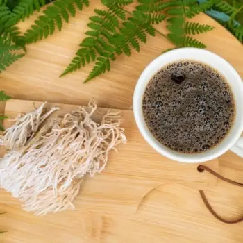 Lion's Mane Mushrooms and cup of coffee