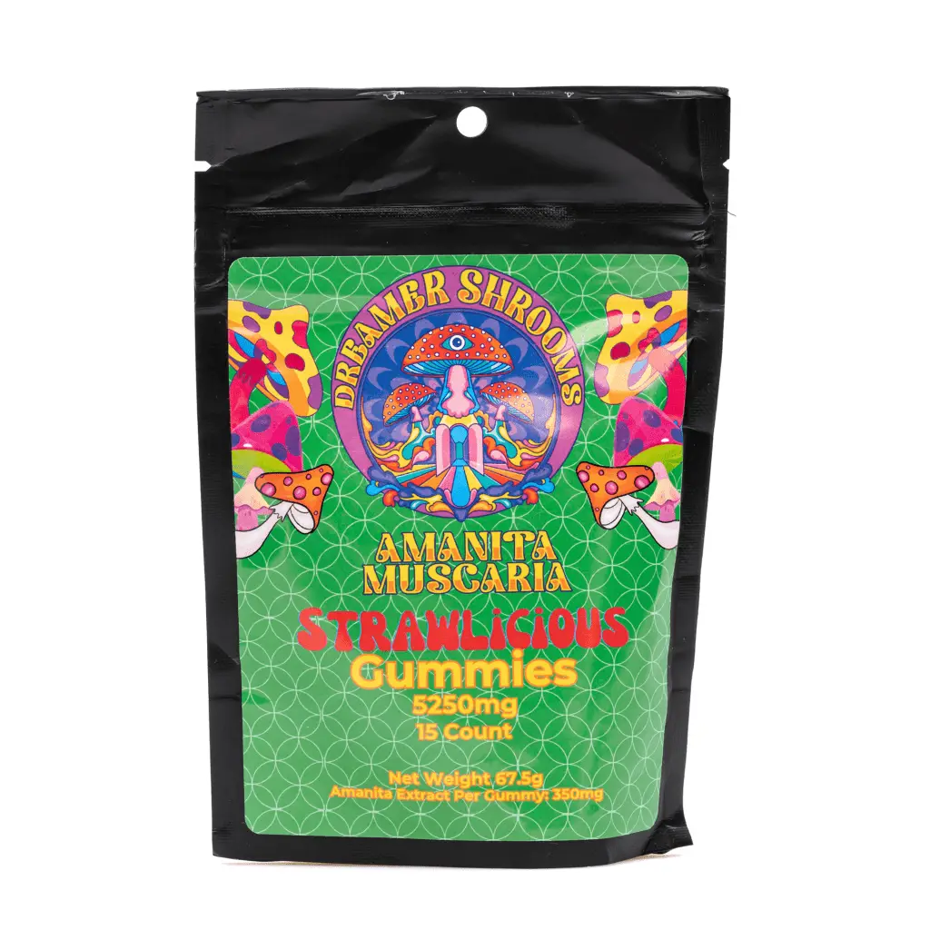Dreamer Shrooms Amanita Muscaria Mushroom Gummies - Strawlicious (15 Count) - Image 2