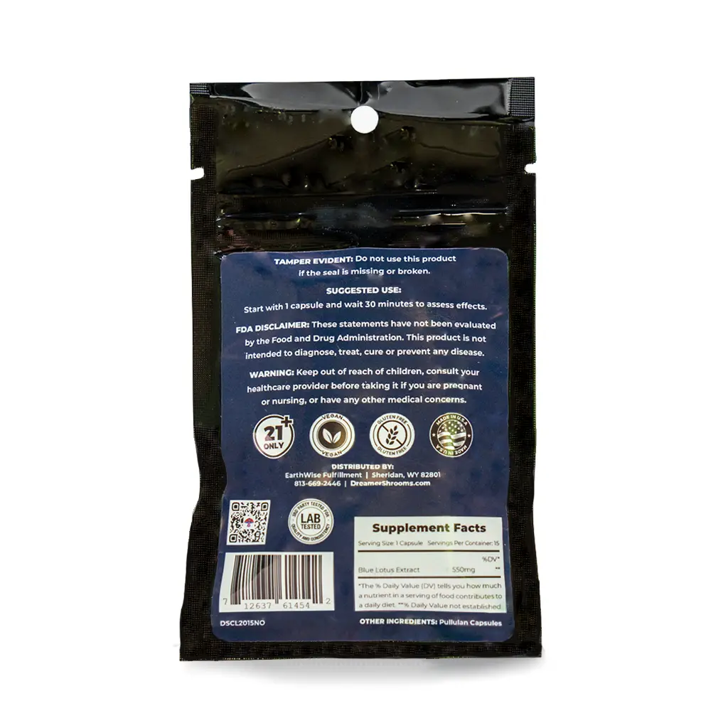Dreamer Shrooms Blue Lotus Extract Capsules - 15 Count Back
