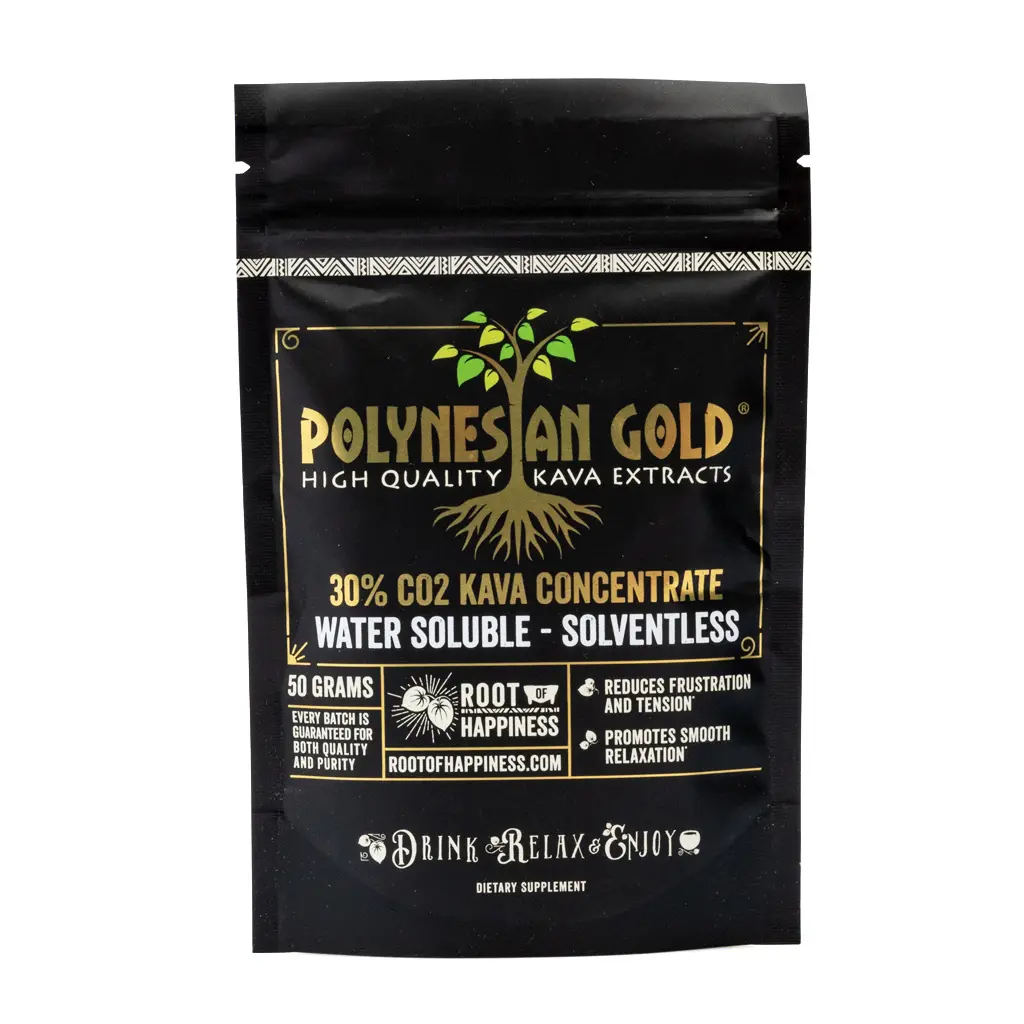 Root of Happiness Polynesian Gold Kava Extract Bag Front