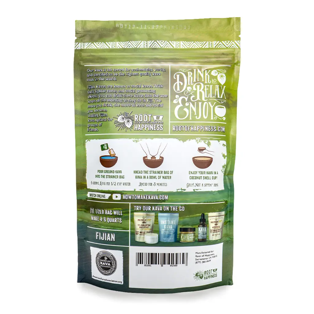 Root of Happiness Premium Ground Kava Root - Fijian Back