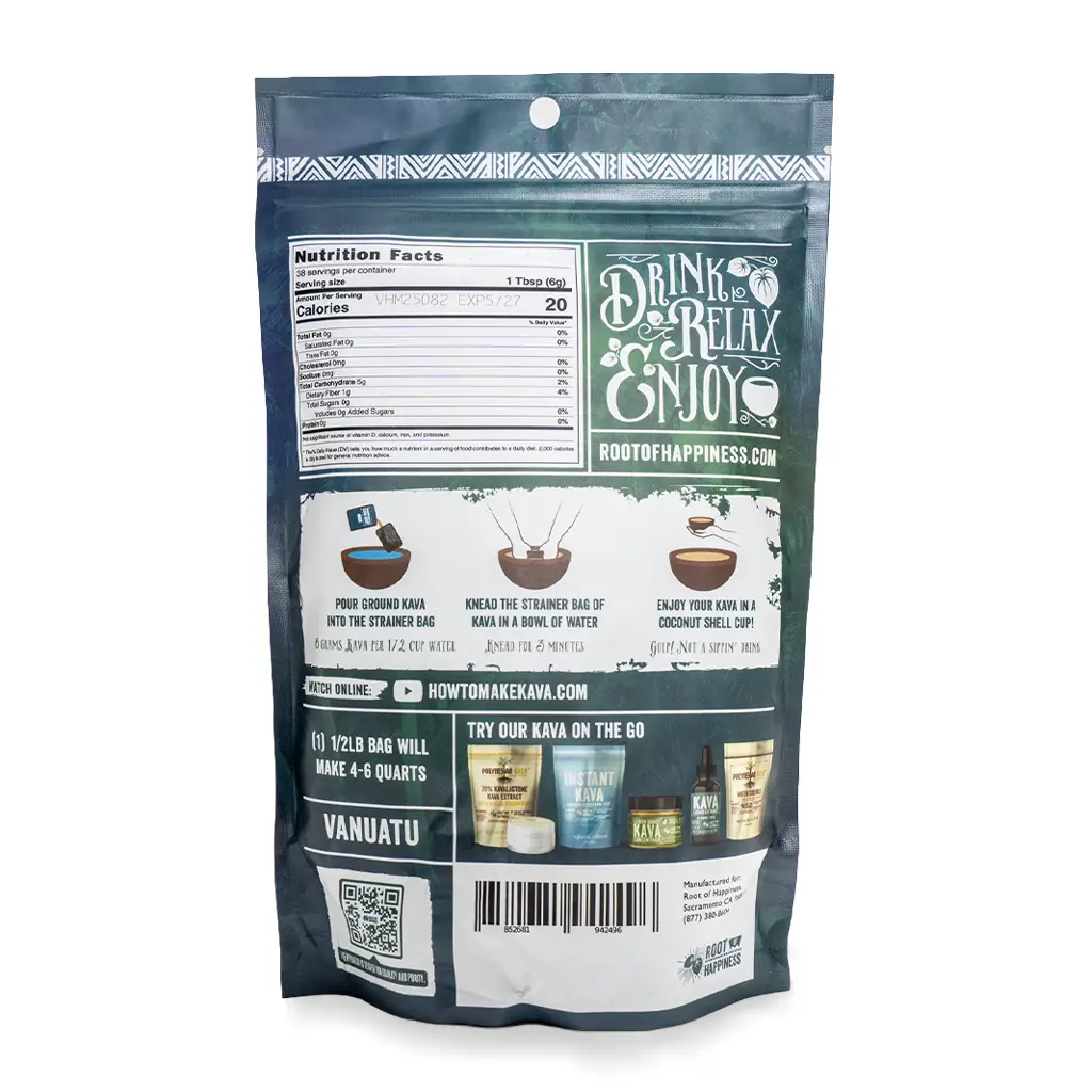 Root of Happiness Premium Ground Kava Root - Vanuatu Back