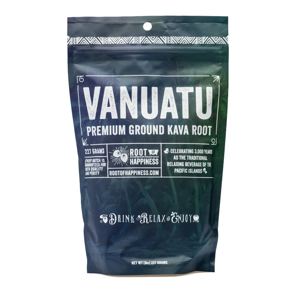 Root of Happiness Premium Ground Kava Root - Vanuatu Bag Front