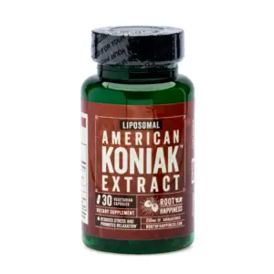 Root of Happiness Premium Kava Root Extract Capsules - Liposomal American Koniak Jar Front