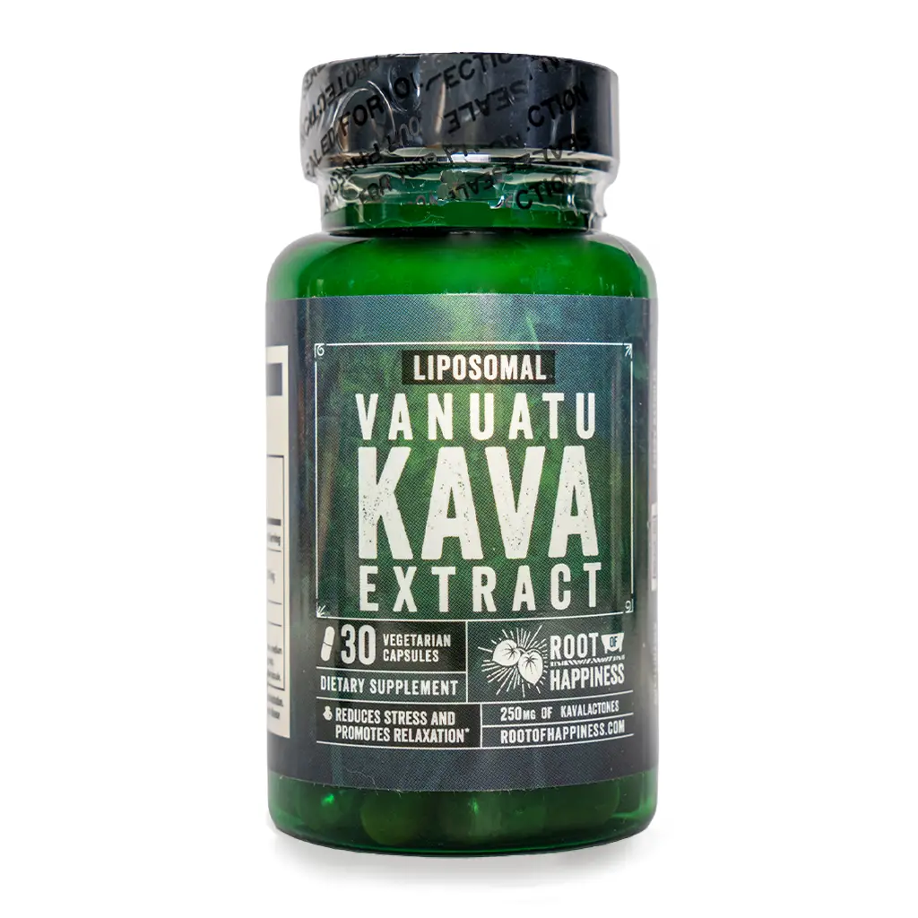 Root of Happiness Premium Kava Root Extract Capsules - Liposomal Vanuatu Front