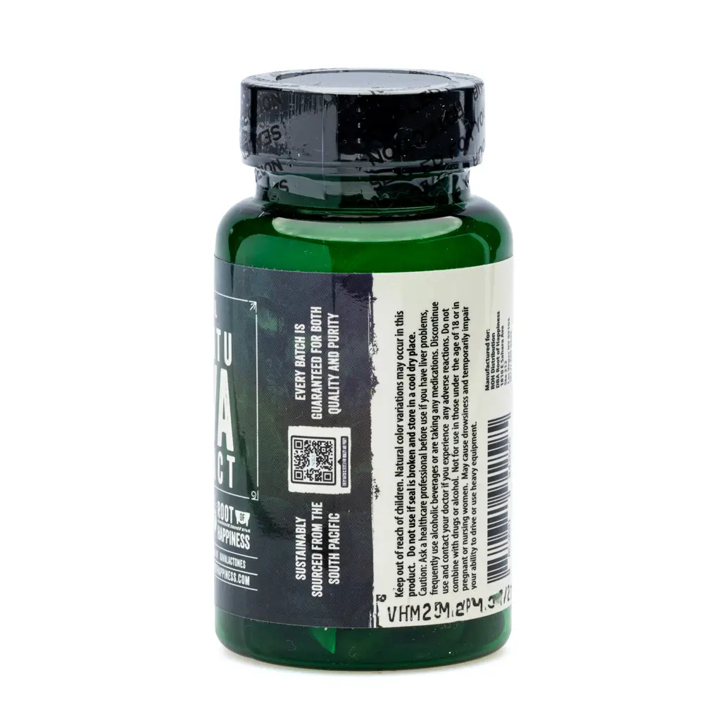 Root of Happiness Premium Kava Root Extract Capsules - Liposomal Vanuatu Jar Side