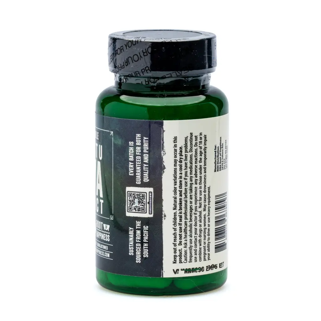 Root of Happiness Premium Kava Root Extract Capsules - Water Soluble Vanuatu Jar Side