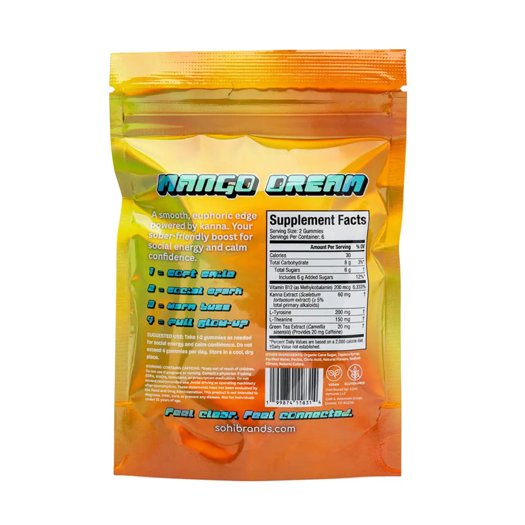 SOHI Kanna Gummies - Mango Dream bag back