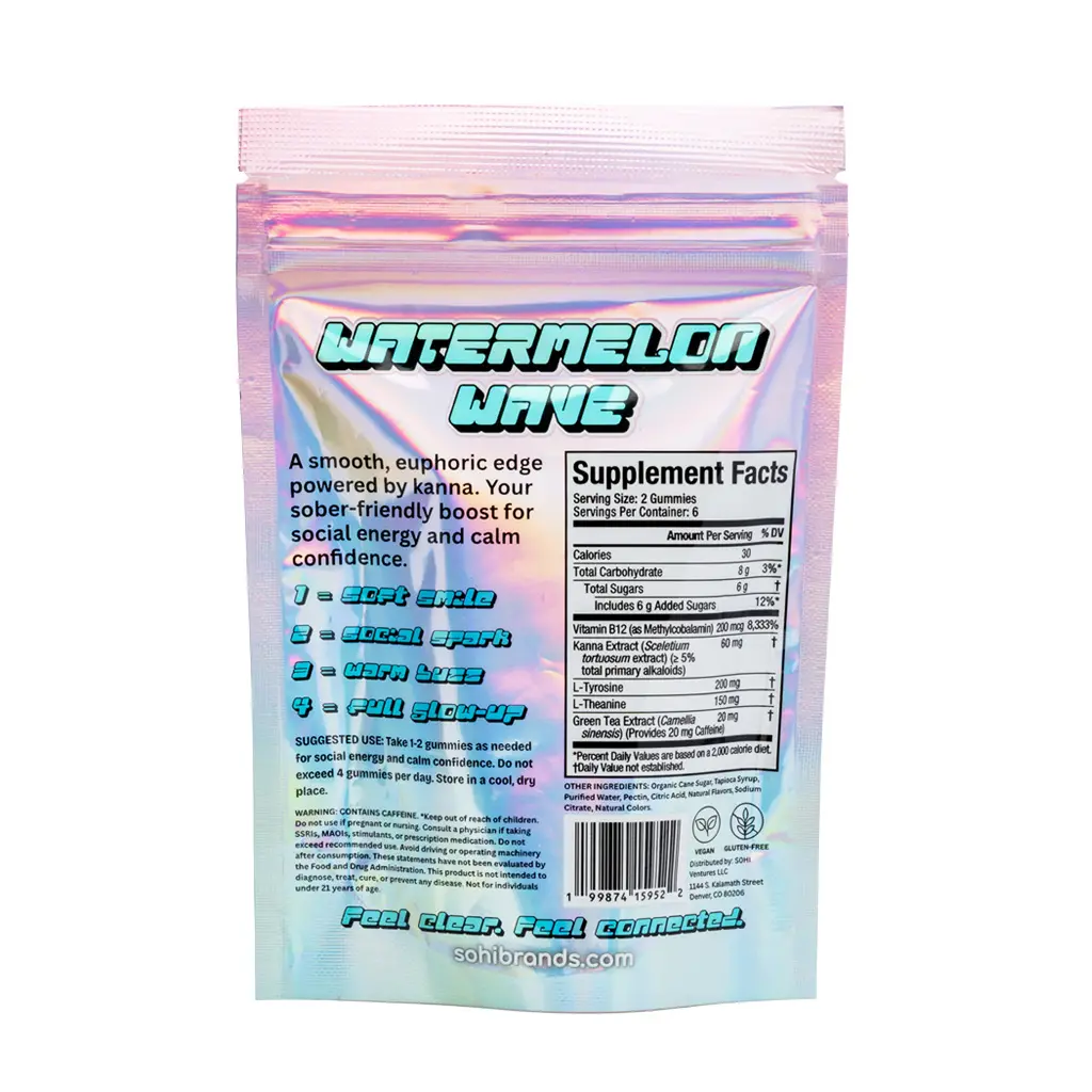 SOHI Kanna Gummies - Watermelon Wave bag back